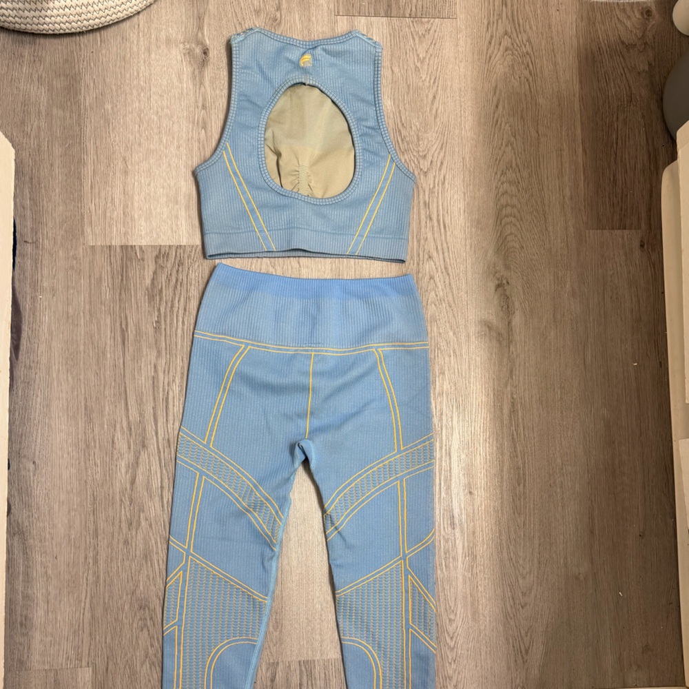 Fabletics Blue and Yellow Activewear Set
